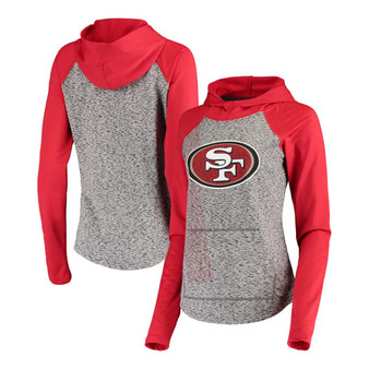 Women's Heathered Gray-Scarlet San Francisco 49Ers Championship Ring Pullover Hoodie