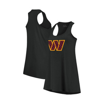 Women's Threads Black Washington Commanders Bling Scoop Neck Racerback Tank Top