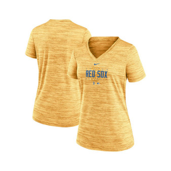 Women's Gold Boston Red Sox City Connect Velocity Practice Performance V-Neck T-shirt