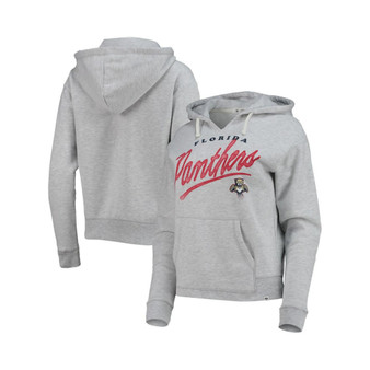 Women's Heathered Gray Florida Panthers Cross Script Kennedy V-Neck Pullover Hoodie