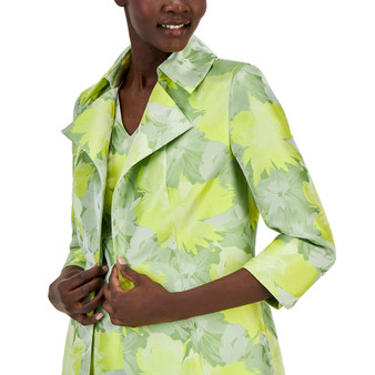 Women's Floral Jacquard Knee-Length Jacket