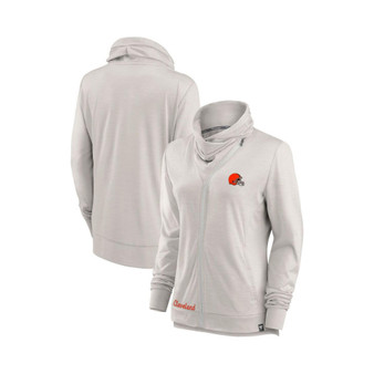 Women's Branded Cream Cleveland Browns Break It Loose Cowl Neck Full-Zip Sweatshirt
