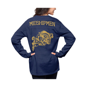 Women's Navy Navy Midshipmen The Big Shirt Oversized Long Sleeve T-shirt
