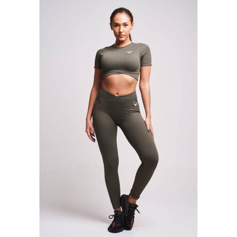 Women's Fina Recycled Rib Cris Cross Crop Top - Petrol