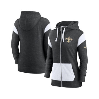 Women's Heathered Black and White New Orleans Saints Monaco Full-Zip Hoodie