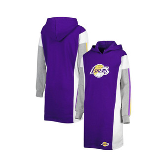 Women's Purple, White Los Angeles Lakers Bootleg Long Sleeve Hoodie T-shirt Dress