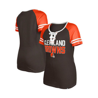 Women's Brown Cleveland Browns Raglan Lace-Up T-shirt