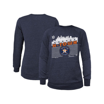Women's Threads Navy Houston Astros 2022 World Series Tri-Blend Pullover Sweatshirt
