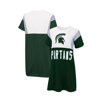 Women's Green and White Michigan State Spartans 3rd Down Short Sleeve T-shirt Dress