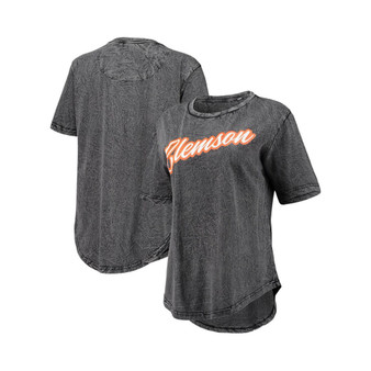 Women's Black Clemson Tigers Shortstop Mineral Wash T-shirt