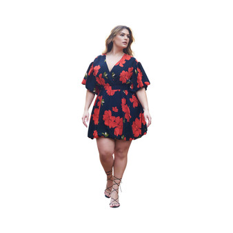 Women's Plus size Puff Mini Skater Dress