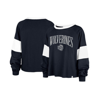 Women's Navy Michigan Wolverines Upside Rhea Raglan Long Sleeve T-shirt