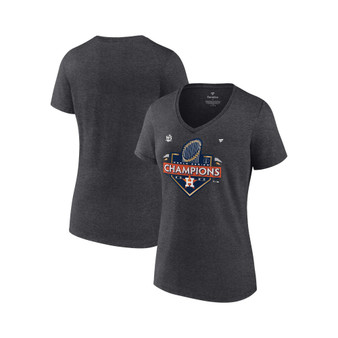 Women's Branded Heather Charcoal Houston Astros 2022 World Series Champions Locker Room Short Sleeve V-Neck T-shirt