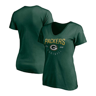 Women's Green Green Bay Packers Live For It V-Neck T-shirt