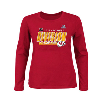 Women's Branded Red Kansas City Chiefs 2022 AFC West Division Champions Divide and Conquer Plus Size Long Sleeve T-shirt