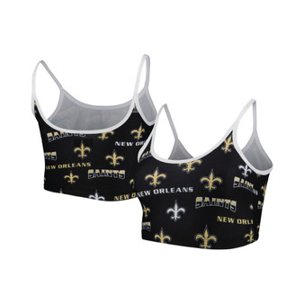 Women's Black New Orleans Saints Breakthrough Allover Knit Lounge Bralette