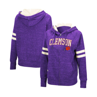 Women's Purple Clemson Tigers Speckle Fleece Raglan Full-Zip Hoodie