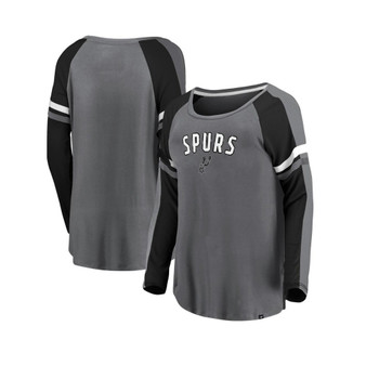Women's Branded Silver and Black San Antonio Spurs Iconic Flashy Long Sleeve T-shirt