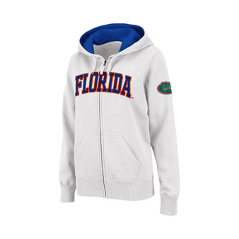 Women's Stadium Athletic White Florida Gators Arched Name Full-Zip Hoodie
