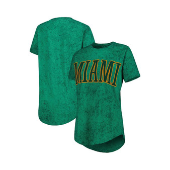 Women's Green Miami Hurricanes Southlawn Sun-Washed T-shirt