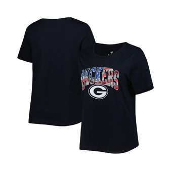 Women's Branded Navy Green Bay Packers Plus Size Banner Wave V-Neck T-shirt