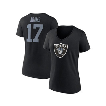 Women's Branded Davante Adams Black Las Vegas Raiders Player Icon Name and Number V-Neck T-shirt