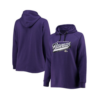 Women's Branded Purple Baltimore Ravens Plus Size First Contact Raglan Pullover Hoodie