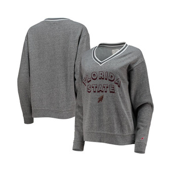 Women's Heathered Gray Florida State Seminoles Victory Springs Tri-Blend V-Neck Pullover Sweatshirt
