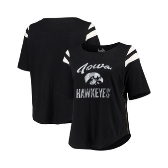 Women's by Alyssa Milano Black Iowa Hawkeyes Plus Size Linebacker Half-Sleeve T-shirt