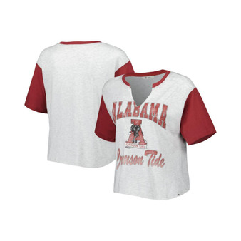 Women's White, Crimson Alabama Crimson Tide Dolly Cropped V-Neck T-shirt