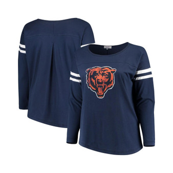Women's Navy Chicago Bears Plus Size Free Agent Long Sleeve T-shirt