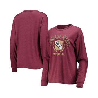 Women's Heathered Garnet Florida State Seminoles Seal Victory Falls Oversized Tri-Blend Long Sleeve T-shirt