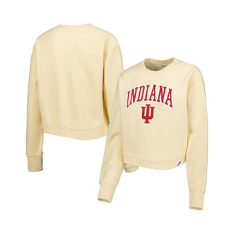 Women's Cream Indiana Hoosiers Classic Campus Corded Timber Sweatshirt
