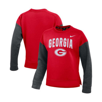 Women's Red, Charcoal Georgia Bulldogs Campus Dolman Pullover Sweatshirt