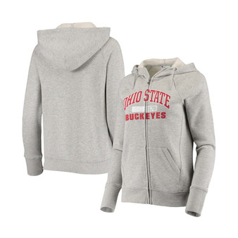 Women's Heathered Gray Ohio State Buckeyes University Full-Zip Raglan Hoodie
