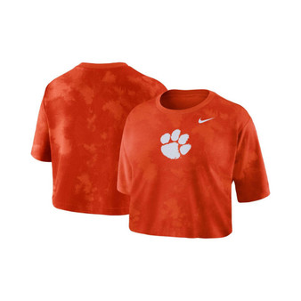 Women's Orange Clemson Tigers Tie-Dye Cropped T-shirt