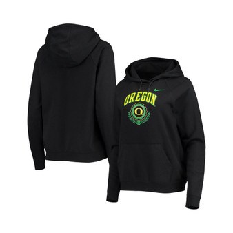 Women's Black Oregon Ducks Varsity Fleece Tri-Blend Raglan Pullover Hoodie