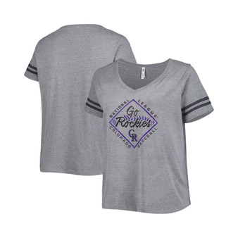Women's Gray Colorado Rockies Plus Size V-Neck Jersey T-shirt