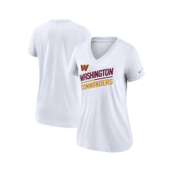 Women's White Washington Commanders Slant Logo Tri-Blend V-Neck T-shirt