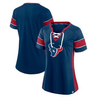 Fanatics Branded Women's Houston Texans Team Draft Me Lace-Up Raglan T-Shirt