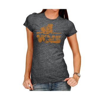 Women's Heathered Black Tennessee Volunteers Tri-Blend Crew Neck T-shirt