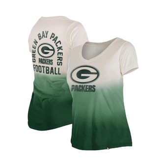 Women's Green Green Bay Packers Dip Dye V-Neck T-shirt