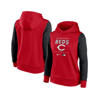 Women's Red, Black Cincinnati Reds Authentic Collection Pullover Hoodie