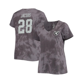 Women's Josh Jacobs Charcoal Las Vegas Raiders Plus Size Name and Number Tie-Dye T-shirt
