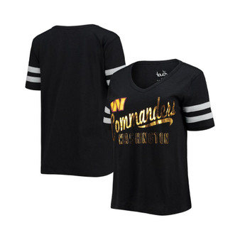 Women's Black Washington Commanders Triple Play V-Neck T-shirt