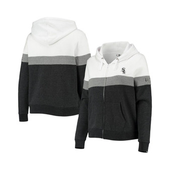 Women's Heathered Black Chicago White Sox Plus Size Color Block Full-Zip Hoodie