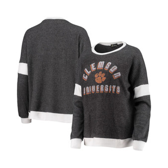 Women's Gray, White Clemson Tigers Worth the Hype Color-Blocked Tri-Blend Long Sleeve T-shirt