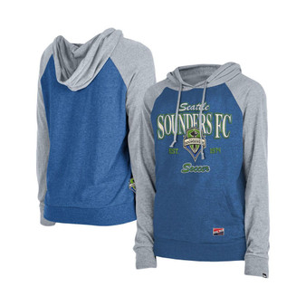 Women's Heather Blue Seattle Sounders FC Throwback Pullover Hoodie