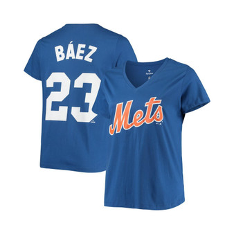 Women's Javier Baez Royal New York Mets Plus Size Name and Number V-Neck T-shirt