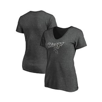Women's Branded Heathered Charcoal Chicago White Sox Team Logo Lockup V-Neck T-shirt